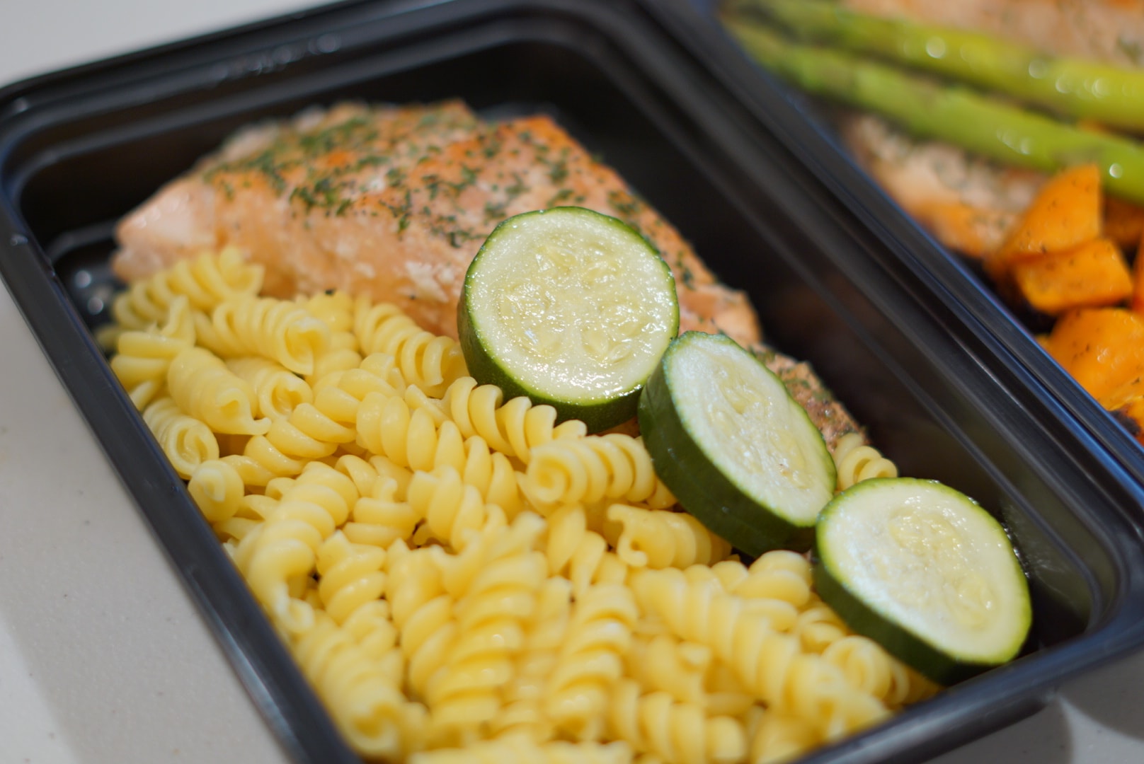 Steak and vegetable meal prep containers