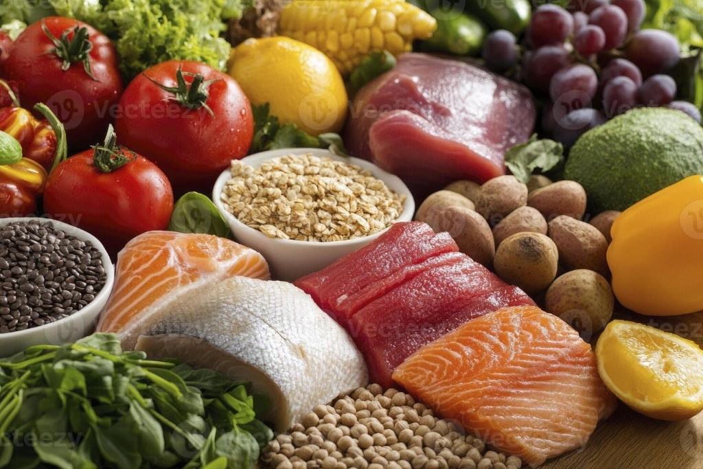Fresh ingredients and meal prep